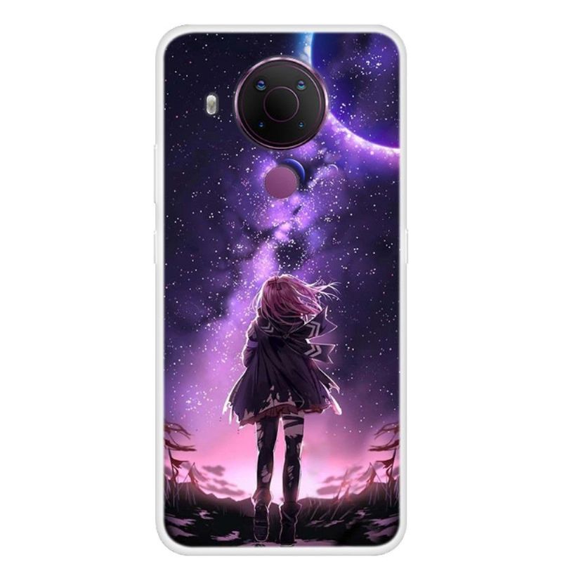 Coque Nokia 5.4 / 3.4 Illustration fille pleine lune