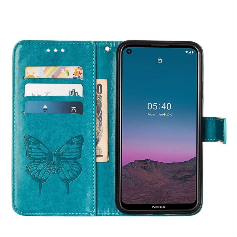 Housse Nokia 3.4 / 5.4 Papillon Fleur Porte-Cartes