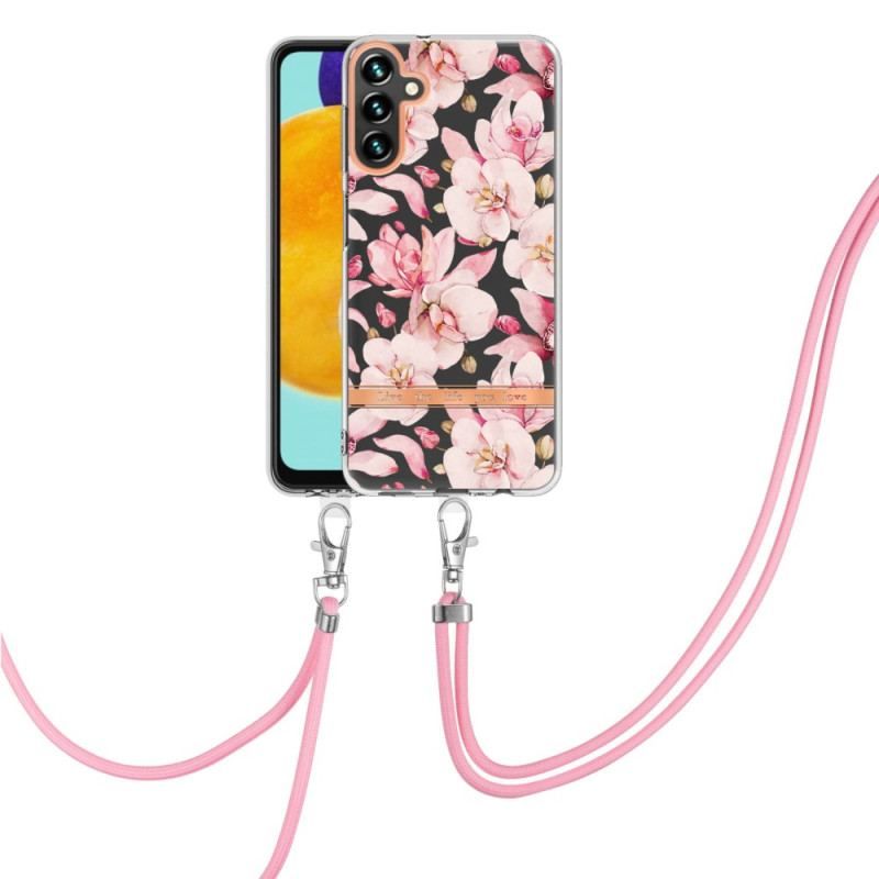 Coque Samsung Galaxy A54 5G à Cordon Fleurs