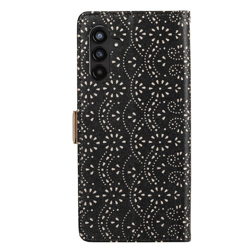 Housse Samsung Galaxy A34 5G Dentelle Porte-Monnaie à Lanière