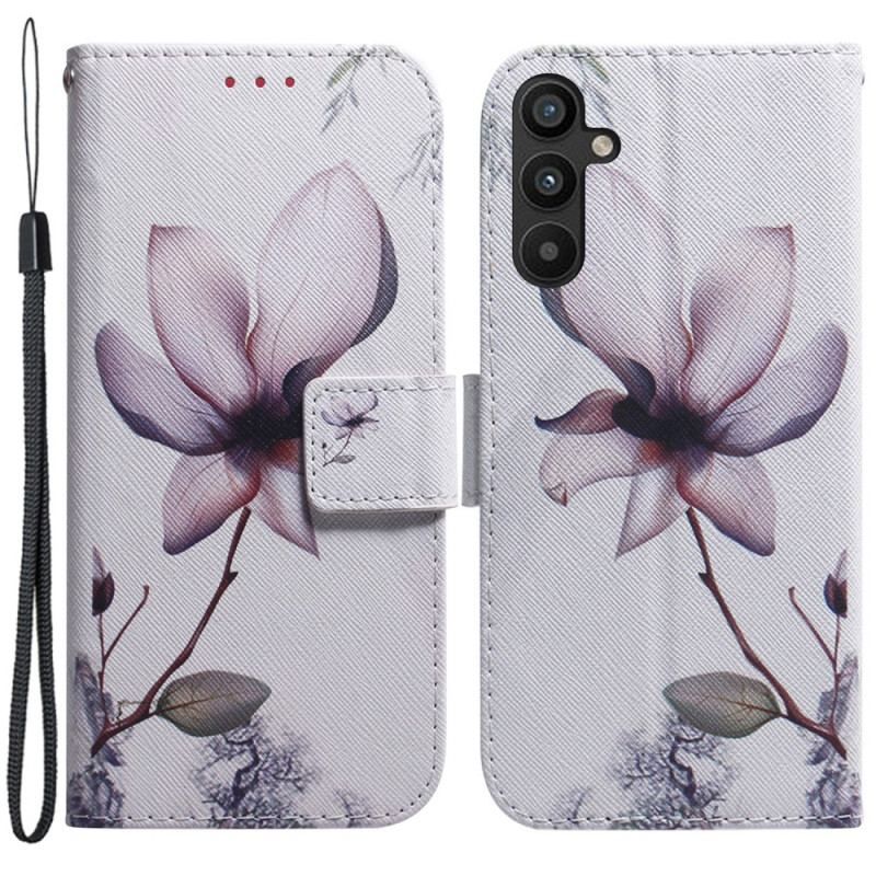 Housse Samsung Galaxy A54 5G Fleur Vintage à Lanière