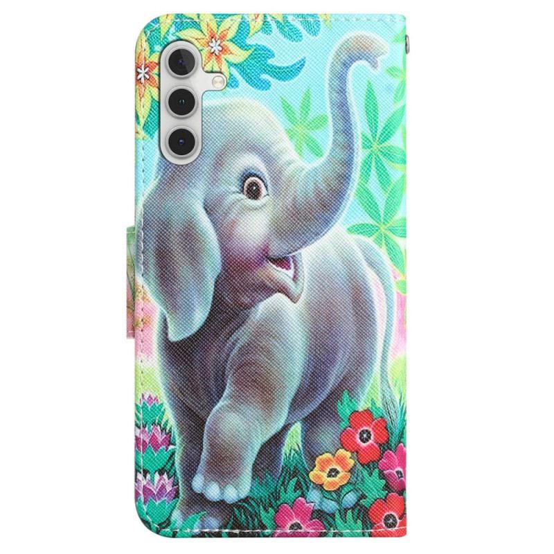 Housse Samsung Galaxy A54 5G Joyeux Éléphant à Lanière