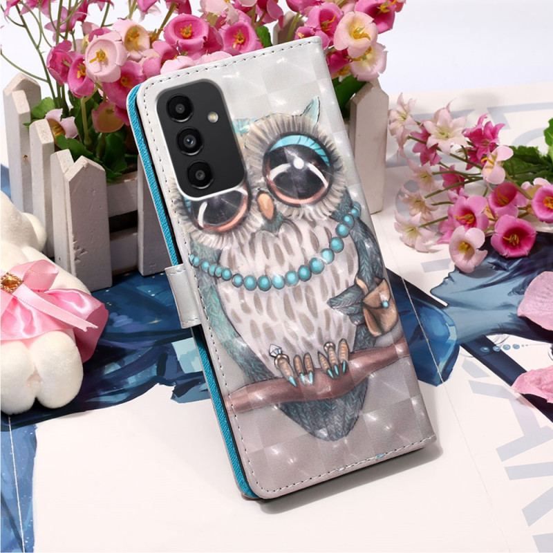 Housse Samsung Galaxy A54 5G Miss Hibou avec Lanière