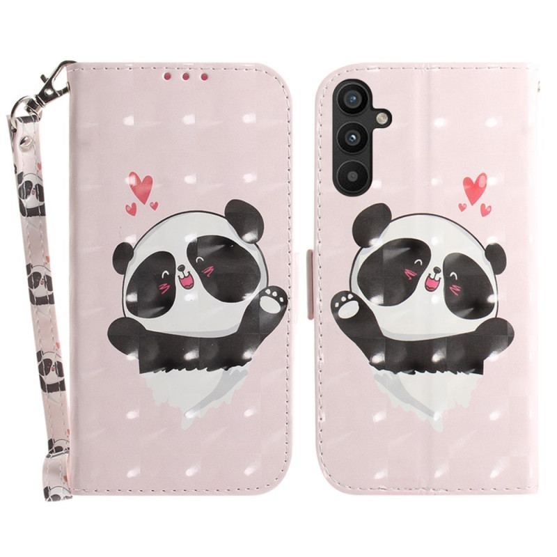 Housse Samsung Galaxy A54 5G Panda Love à Lanière