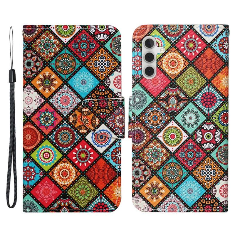 Housse Samsung Galaxy A54 5G Patchwork avec Lanière