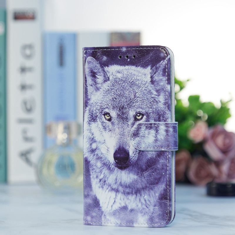 Housse Samsung Galaxy A54 5G Tendre Loup à Lanière