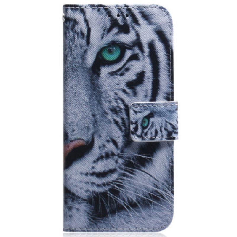 Housse Samsung Galaxy A54 5G Tigre Blanc à Lanière