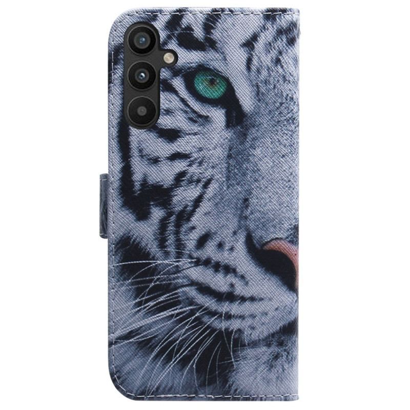 Housse Samsung Galaxy A54 5G Tigre Blanc à Lanière