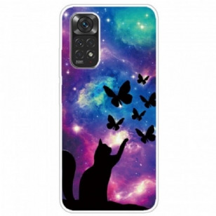 Coque Xiaomi Redmi Note 11 / 11s Chat et Papillons Dans l'Espace