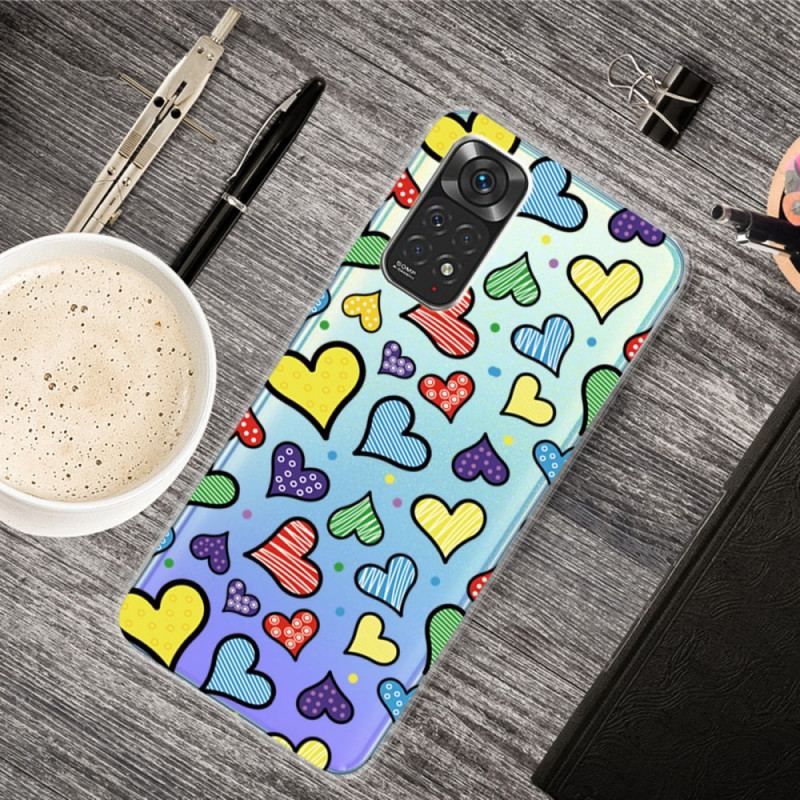 Coque Xiaomi Redmi Note 11 / 11s Coeurs Multicolors