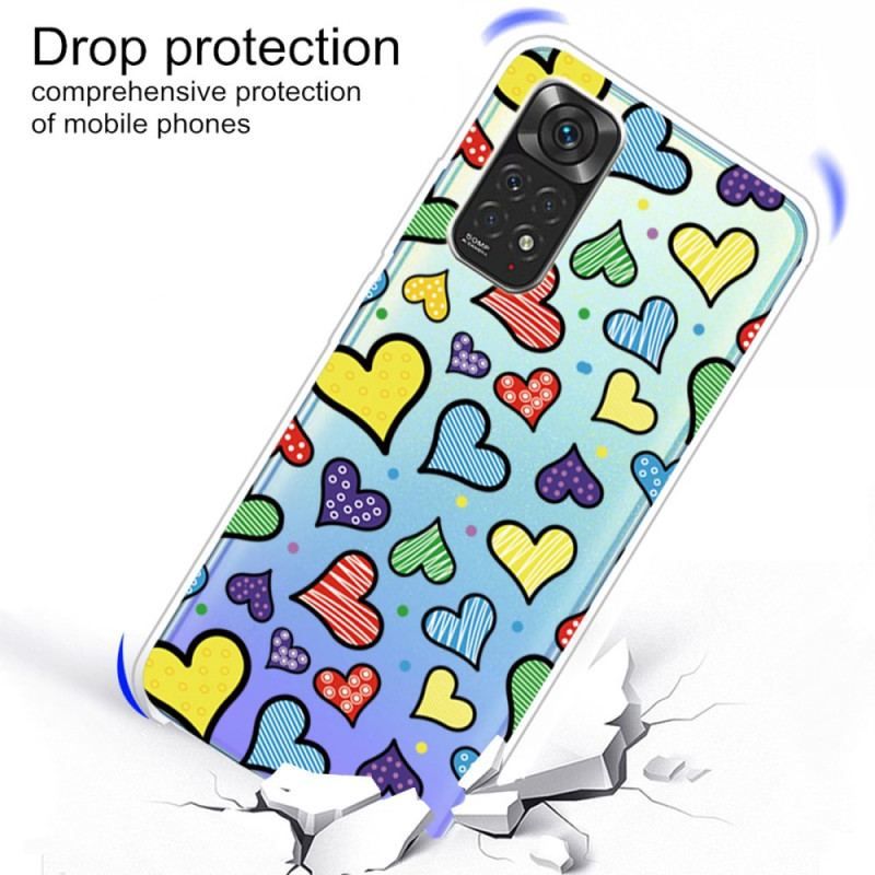 Coque Xiaomi Redmi Note 11 / 11s Coeurs Multicolors