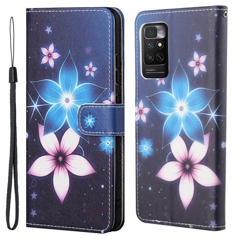 Housse Xiaomi Redmi Note 11 / 11s Fleurs Lunaires à Lanière