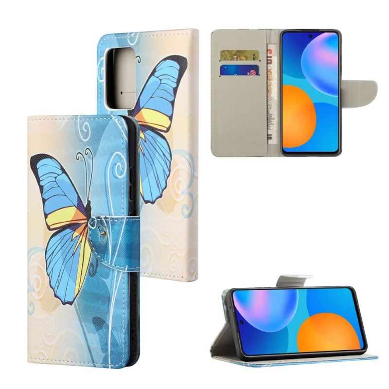 Housse Xiaomi Redmi Note 11 / 11s Papillon Bleu et Jaune