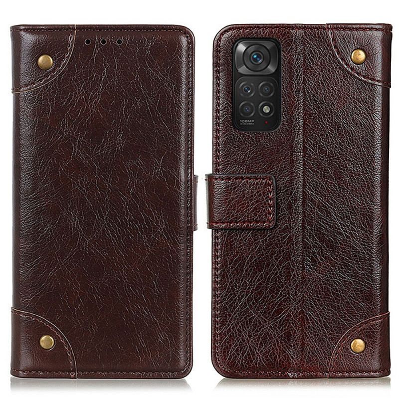 Housse Xiaomi Redmi Note 11 / 11s Style Cuir Nappa Rivets Vintage