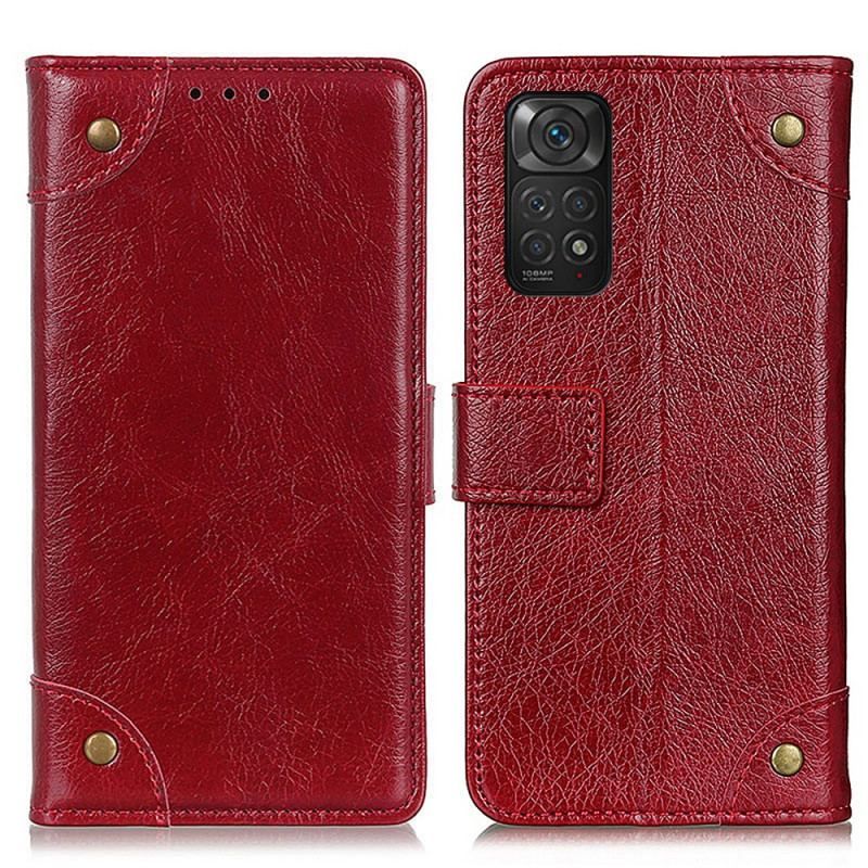 Housse Xiaomi Redmi Note 11 / 11s Style Cuir Nappa Rivets Vintage