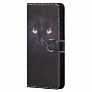 Housse Xiaomi Redmi Note 11 / 11s Yeux de Chat Noir à Lanière