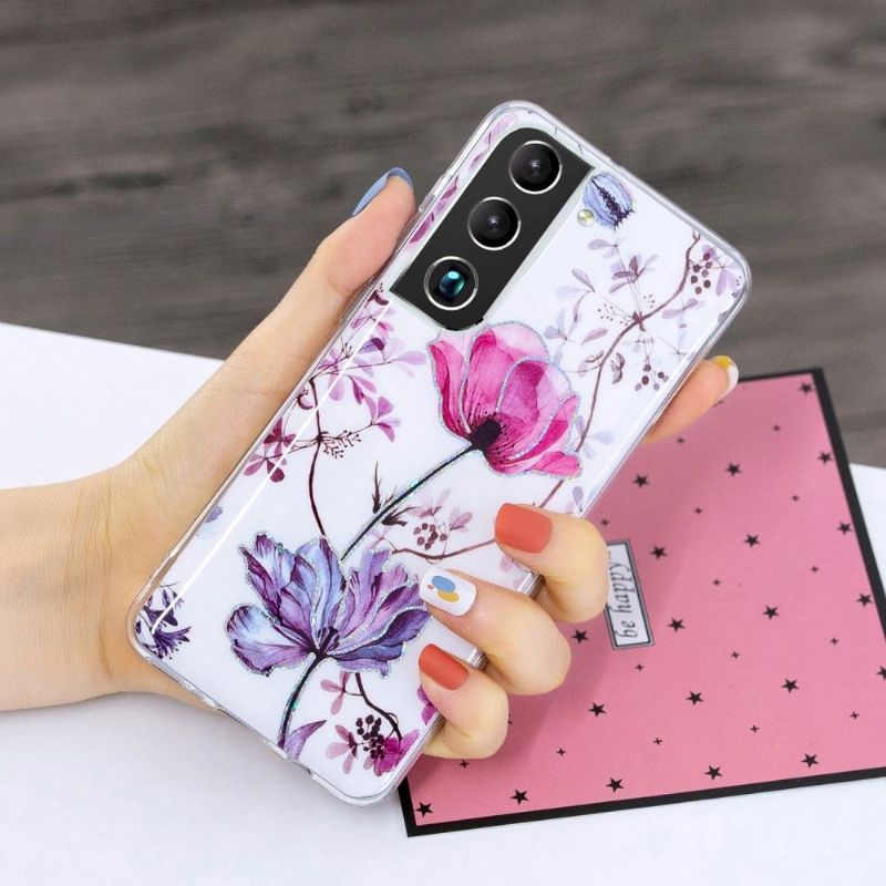 Coque Samsung Galaxy S22 Plus 5G silicone fleur violette