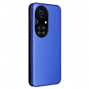 Housse Huawei P50 Pro simili cuir fibre de carbone