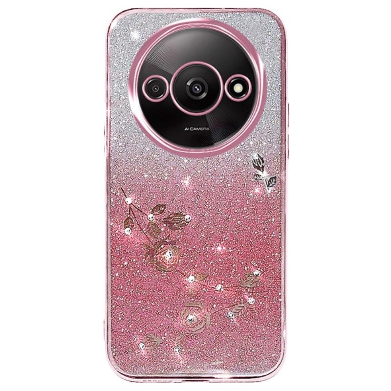 Coque Xiaomi Redmi A3 / Poco C61 Fleurs et Strass