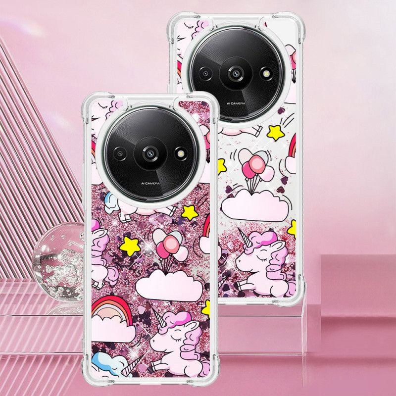 Coque Xiaomi Redmi A3 / Poco C61 Paillettes Licornes