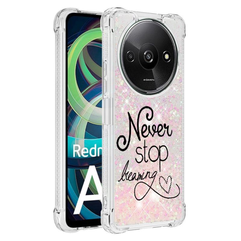 Coque Xiaomi Redmi A3 / Poco C61 Paillettes Never Stop Dreaming