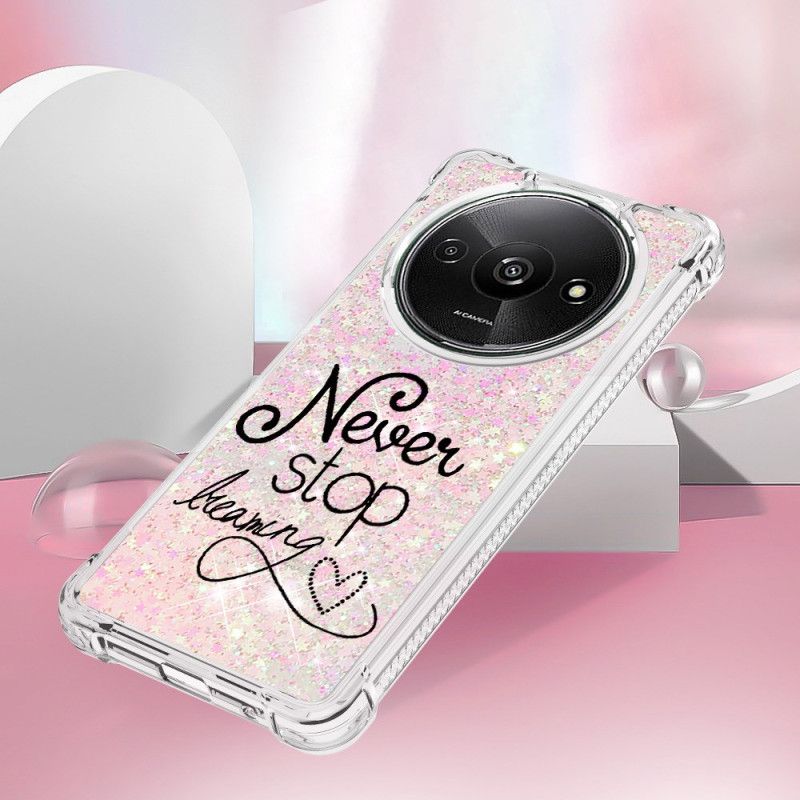 Coque Xiaomi Redmi A3 / Poco C61 Paillettes Never Stop Dreaming