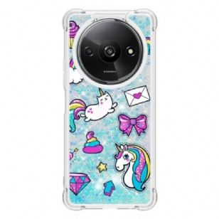 Coque Xiaomi Redmi A3 / Poco C61 Paillettes Petites Licornes