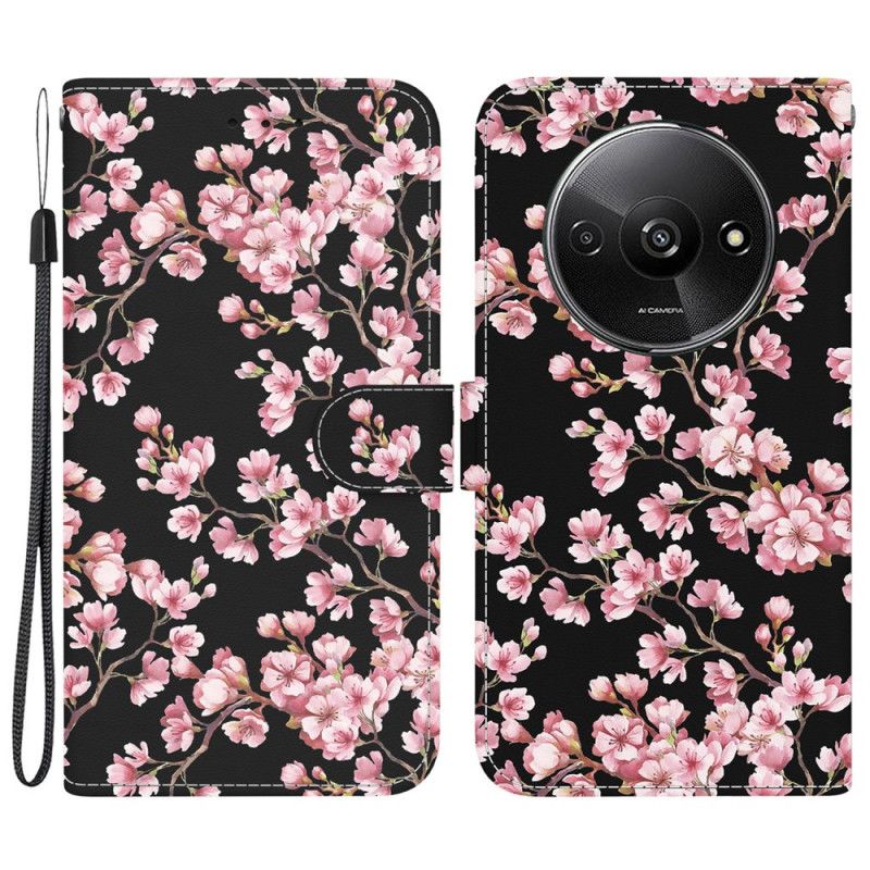 Housse Xiaomi Redmi A3 / Poco C61 Fleurs de Prunier à Lanière