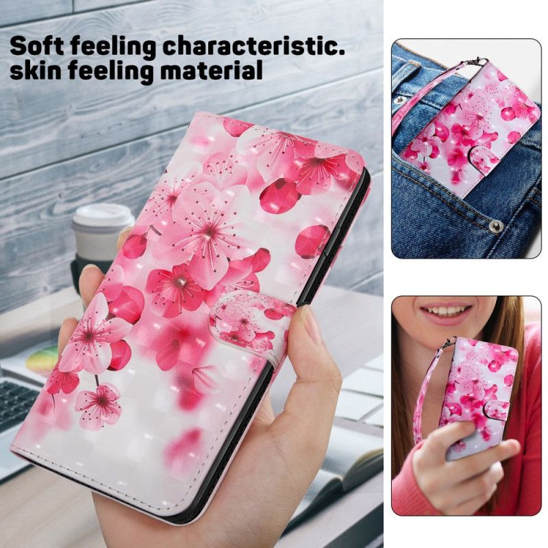 Housse Xiaomi Redmi A3 / Poco C61 Fleurs Rouges à Lanière