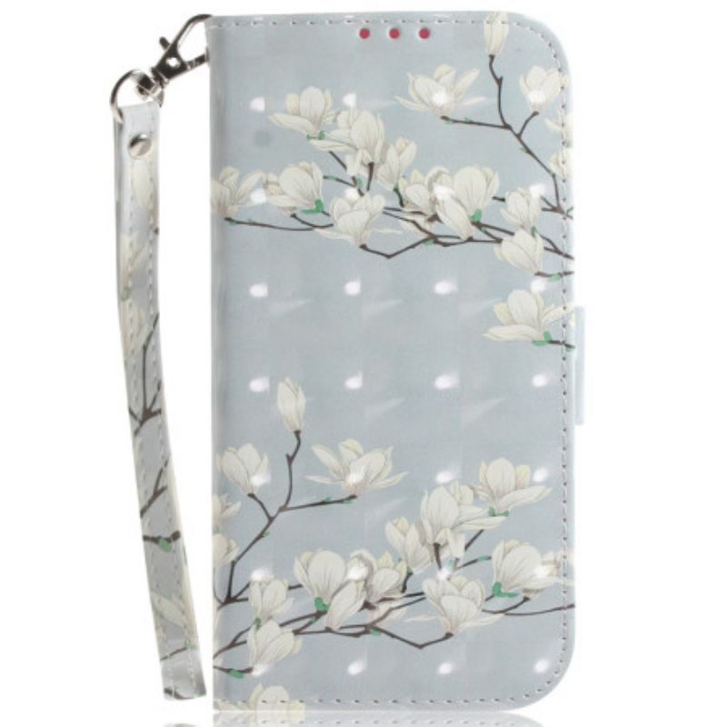 Housse Xiaomi Redmi A3 / Poco C61 Magnolias à Lanière