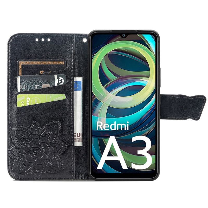 Housse Xiaomi Redmi A3 / Poco C61 Papillon Baroque à Lanière