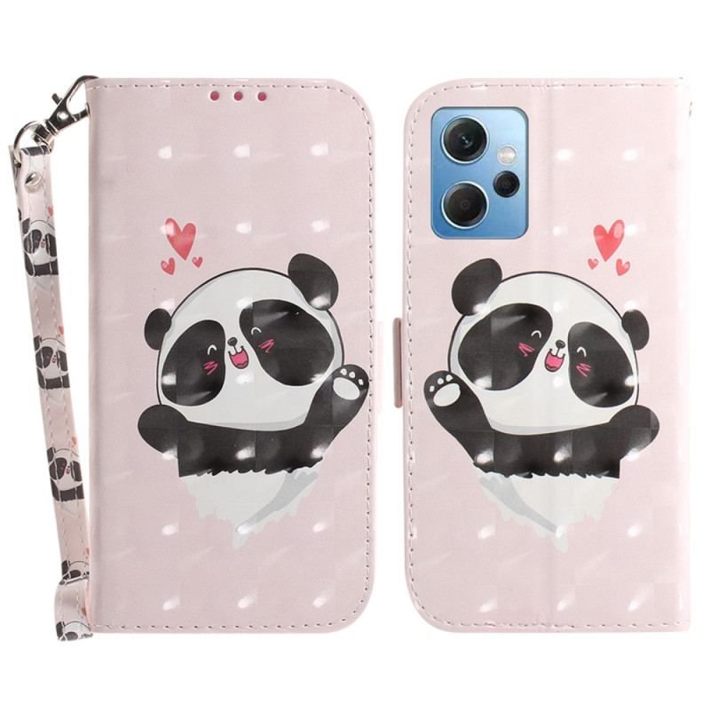 Housse Xiaomi Redmi Note 12 4G Panda Love à Lanière