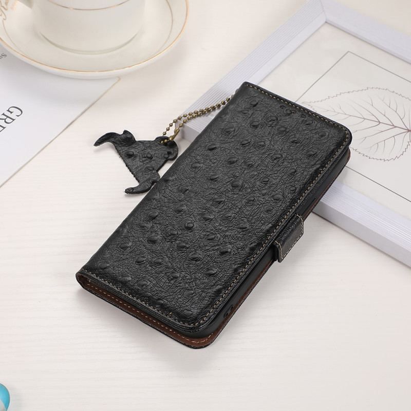 Housse Xiaomi Redmi Note 12 4G Véritable Cuir Style Autruche RFID