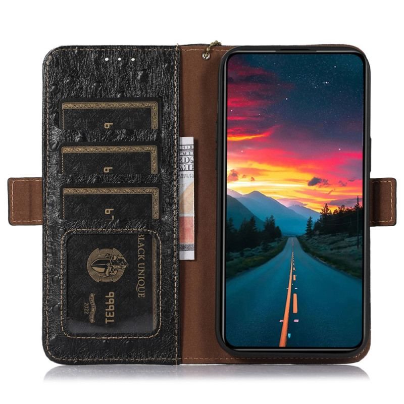 Housse Xiaomi Redmi Note 12 4G Véritable Cuir Style Autruche RFID