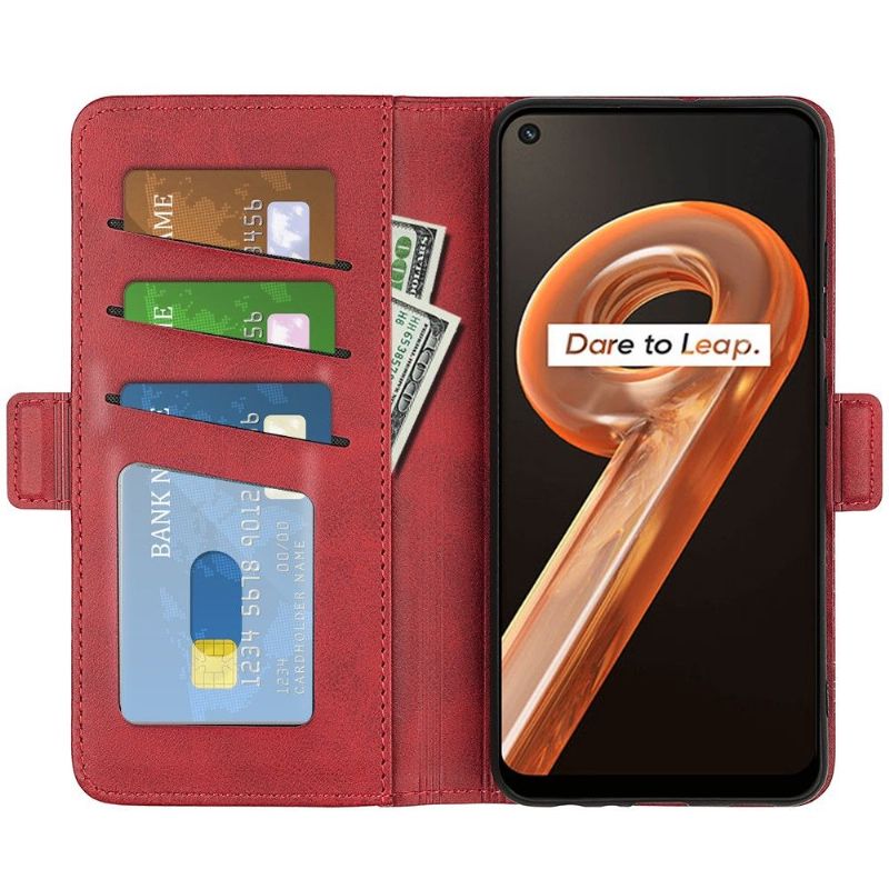 Étui Realme 9i portefeuille revêtement simili cuir mat