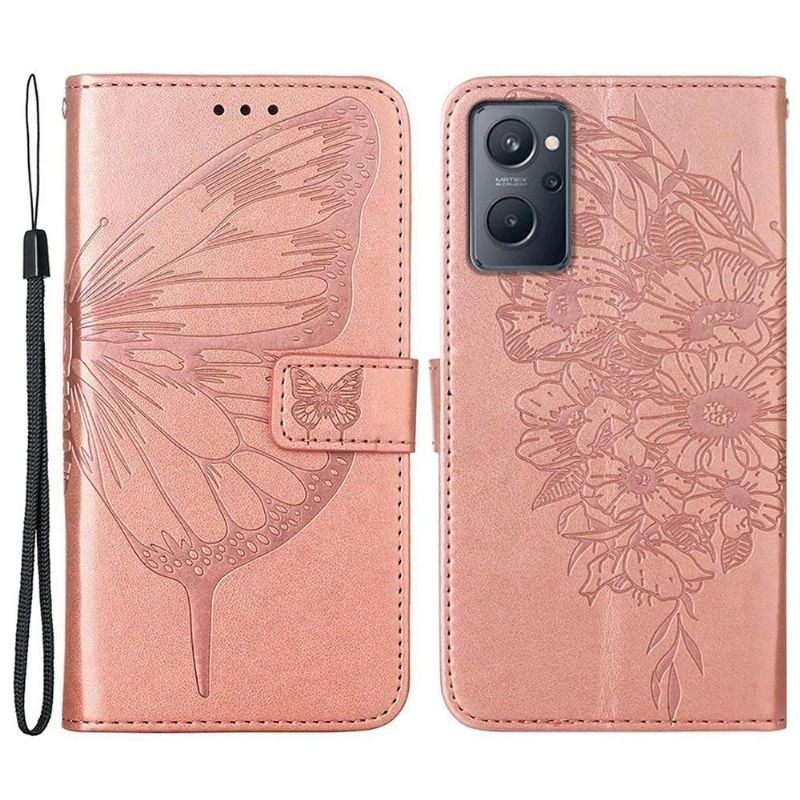 Housse Realme 9i Papillon Fleur Porte-Cartes