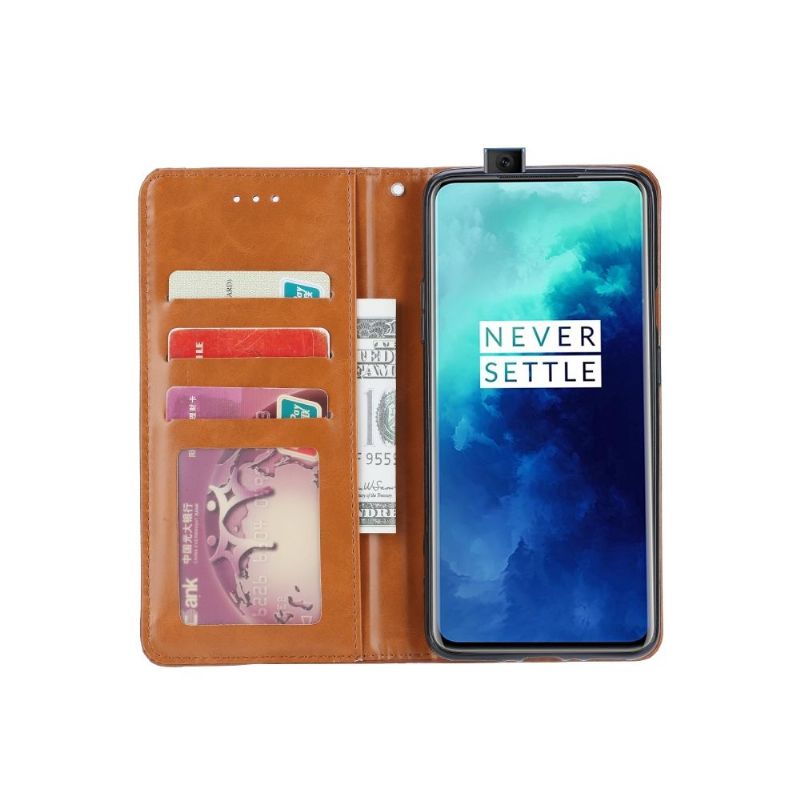 OnePlus 7T Pro - Housse effet cuir stand case