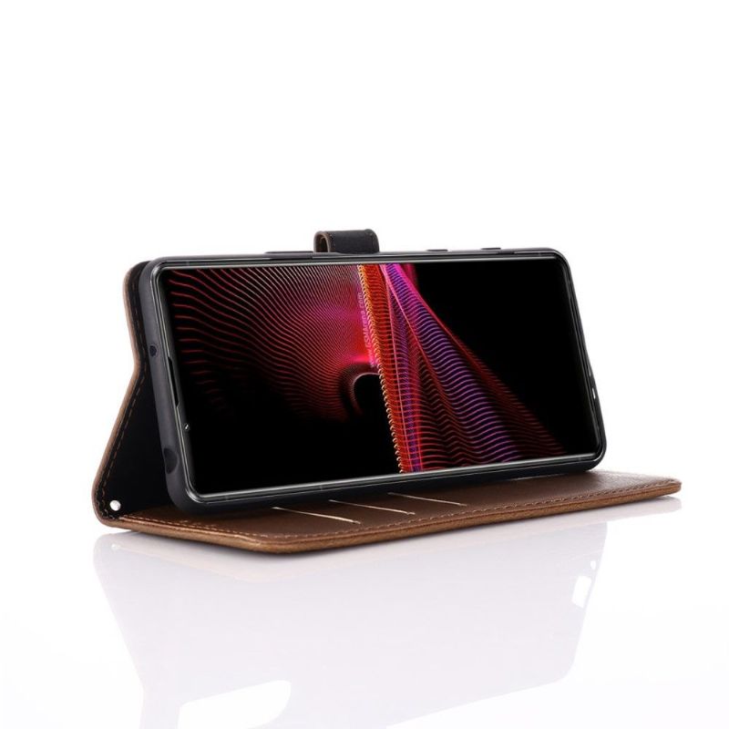 Étui Sony Xperia 1 III folio simili cuir rétro