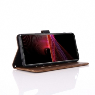 Étui Sony Xperia 1 III folio simili cuir rétro