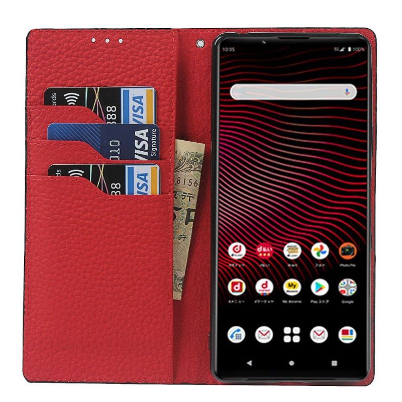 Housse Sony Xperia 1 III cuir grainé avec lanière