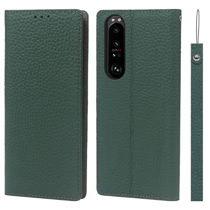 Housse Sony Xperia 1 III cuir grainé avec lanière