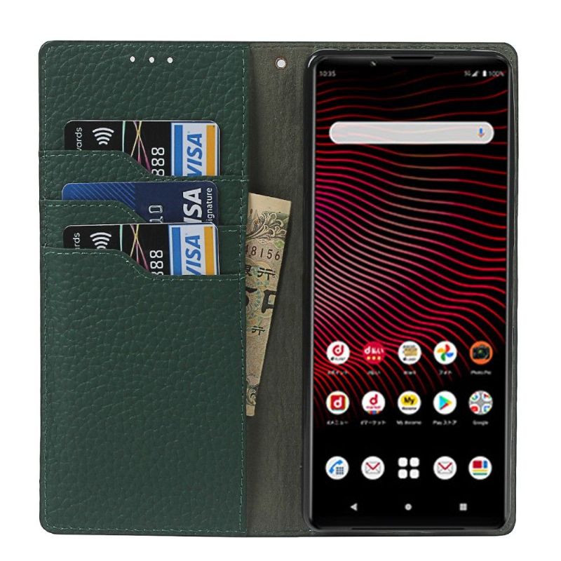 Housse Sony Xperia 1 III cuir grainé avec lanière