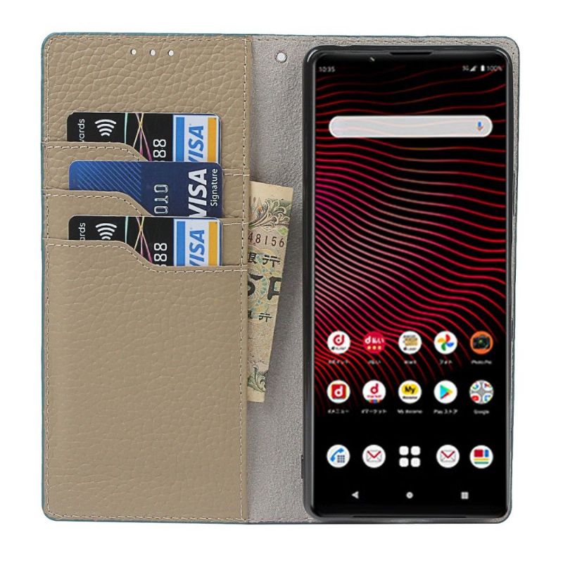 Housse Sony Xperia 1 III cuir grainé avec lanière