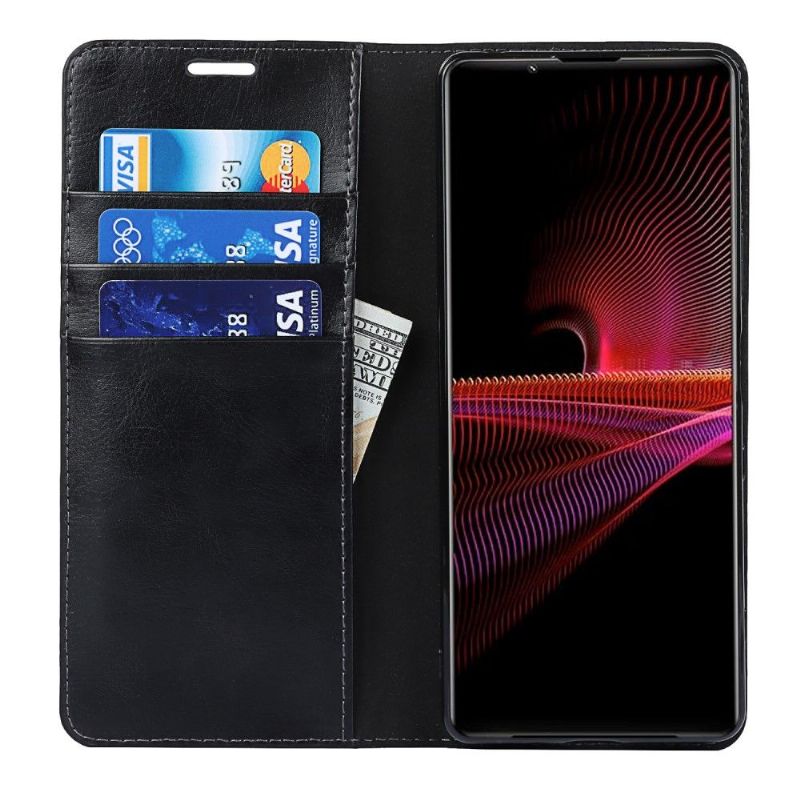 Housse Sony Xperia 1 III Cuir Porte Cartes Fonction Support