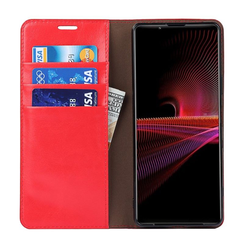 Housse Sony Xperia 1 III Cuir Porte Cartes Fonction Support