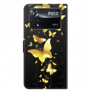 Housse Xiaomi Poco X4 Pro 5G illustration papillons dorés