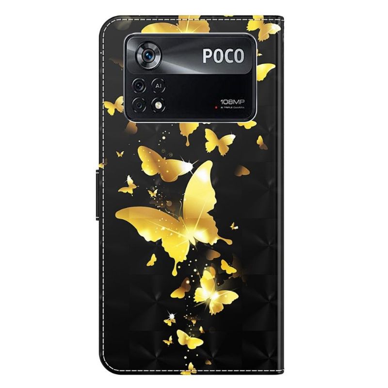 Housse Xiaomi Poco X4 Pro 5G illustration papillons dorés