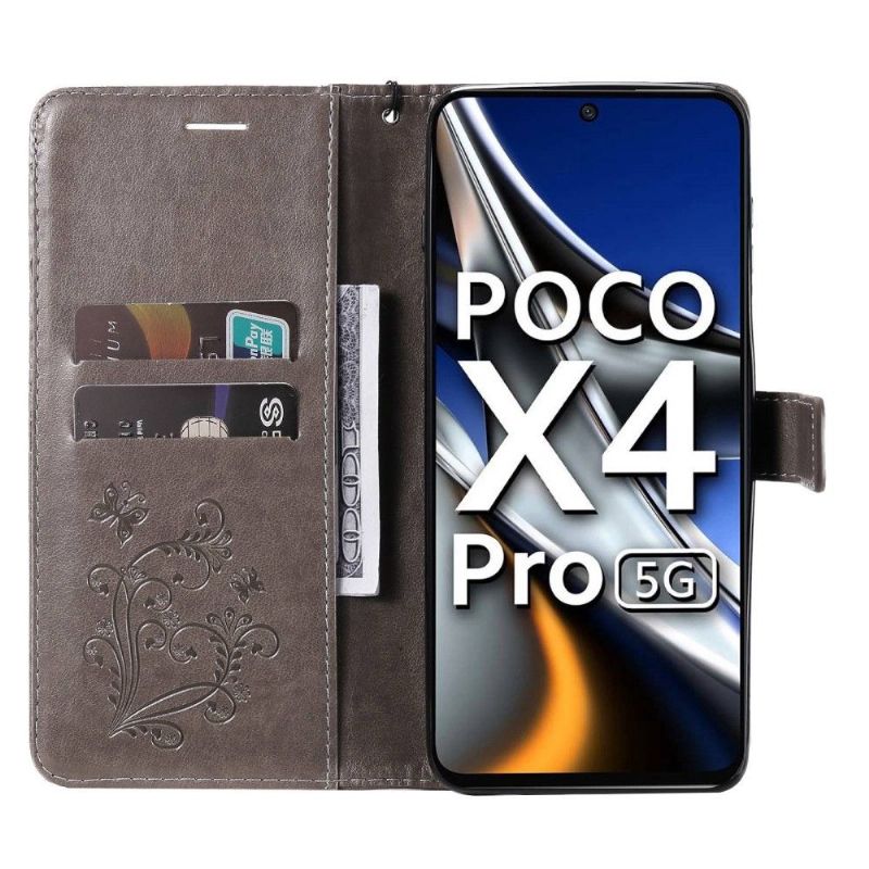 Housse Xiaomi Poco X4 Pro 5G Papillons fonction support