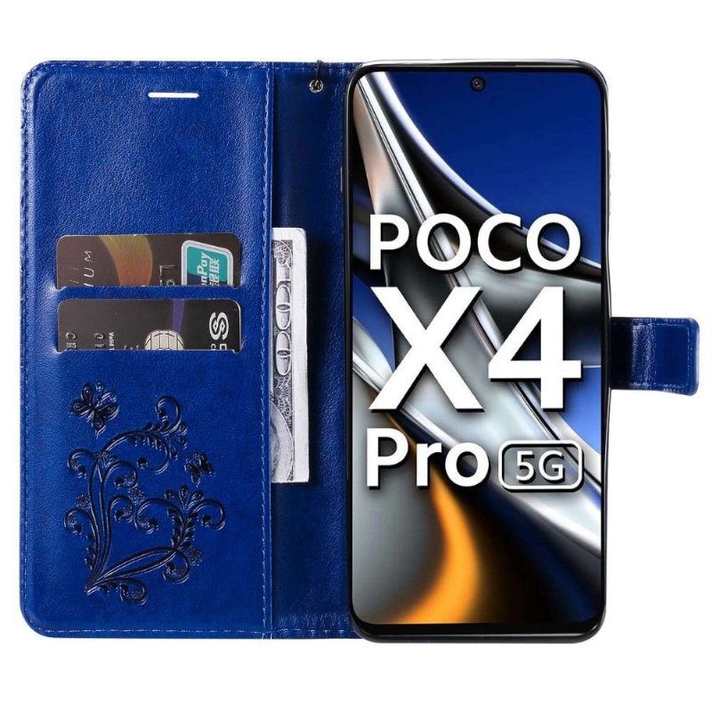 Housse Xiaomi Poco X4 Pro 5G Papillons fonction support