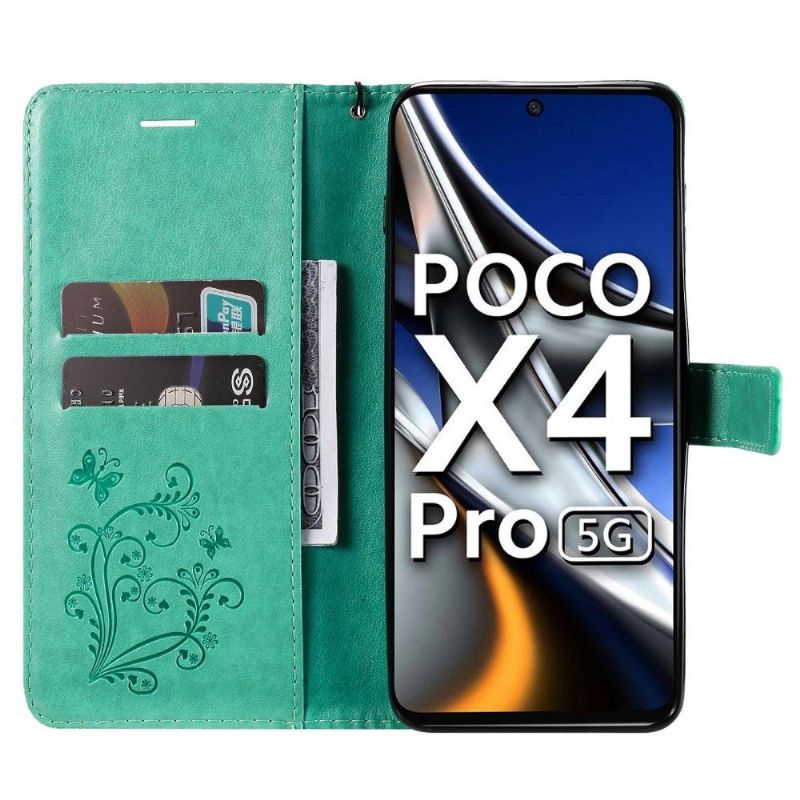 Housse Xiaomi Poco X4 Pro 5G Papillons fonction support